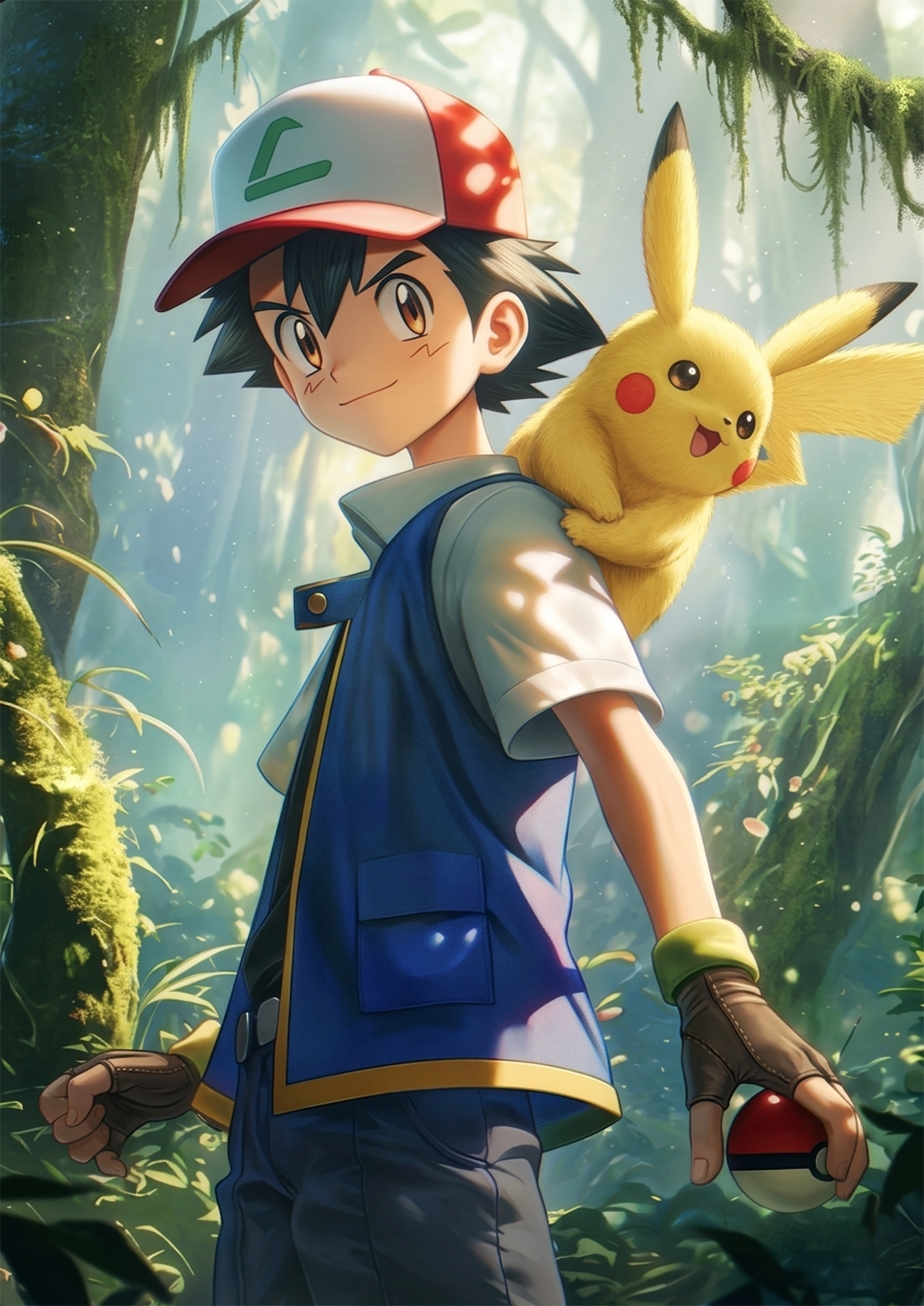 Ash & Pika metal poster artwork